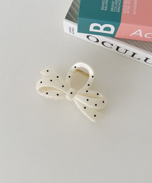 ドット柄リボンヘアクリップ | SW4251008 | ホワイト