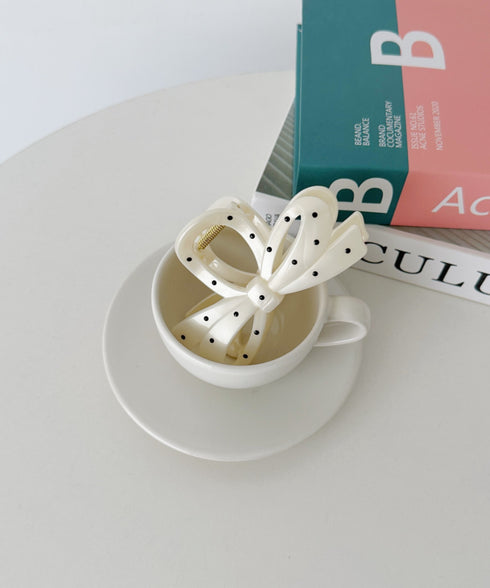 ドット柄リボンヘアクリップ | SW4251008 | ホワイト