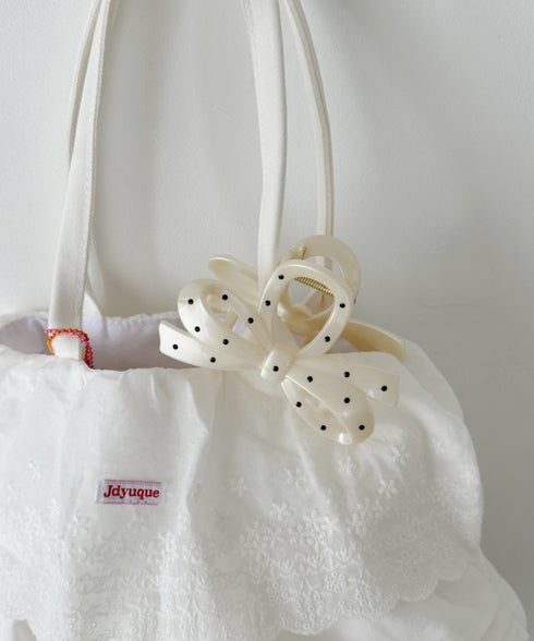 ドット柄リボンヘアクリップ | SW4251008 | ホワイト