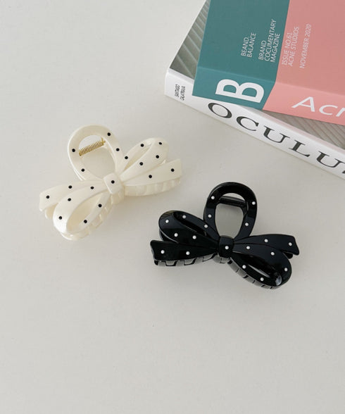 ドット柄リボンヘアクリップ | SW4251008 | ホワイト