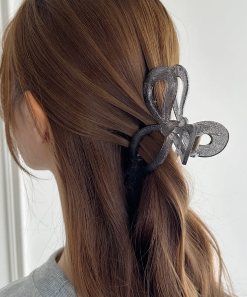 リボンモチーフヘアクリップ | SW4251011 | ブラック系その他