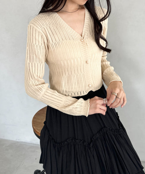 透かしランダムリブカーディガン | CL2253004 | ベージュ