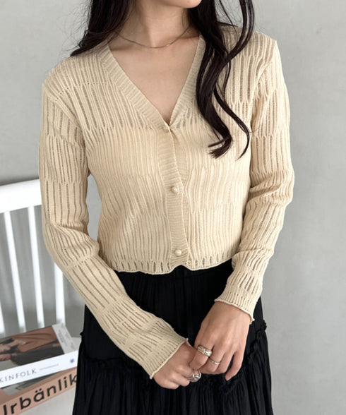 透かしランダムリブカーディガン | CL2253004 | ベージュ