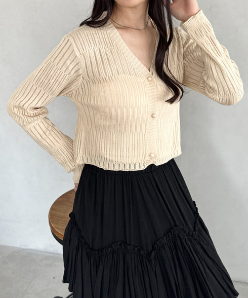 透かしランダムリブカーディガン | CL2253004 | ベージュ