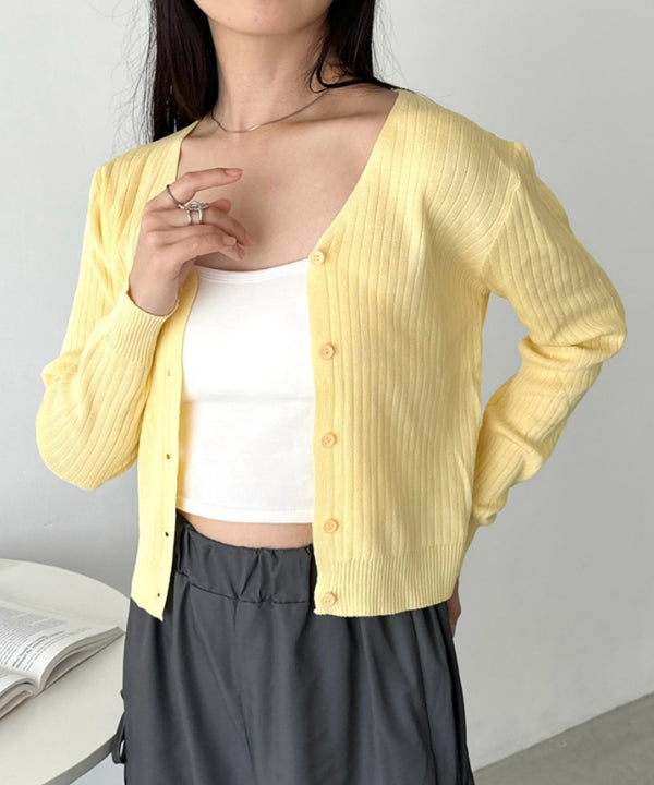 Vネックコンパクトカーディガン | CL2253005 | イエロー