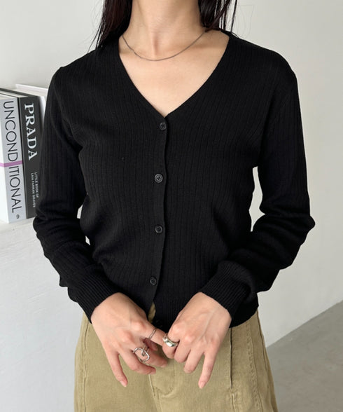 Vネックコンパクトカーディガン | CL2253005 | ブラック