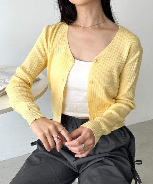 Vネックコンパクトカーディガン | CL2253005 | イエロー