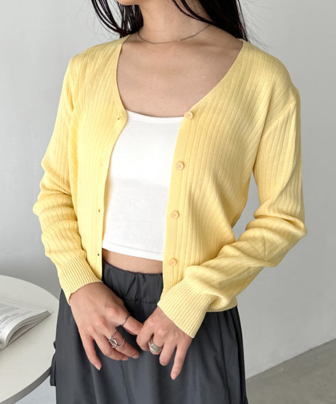 Vネックコンパクトカーディガン | CL2253005 | イエロー