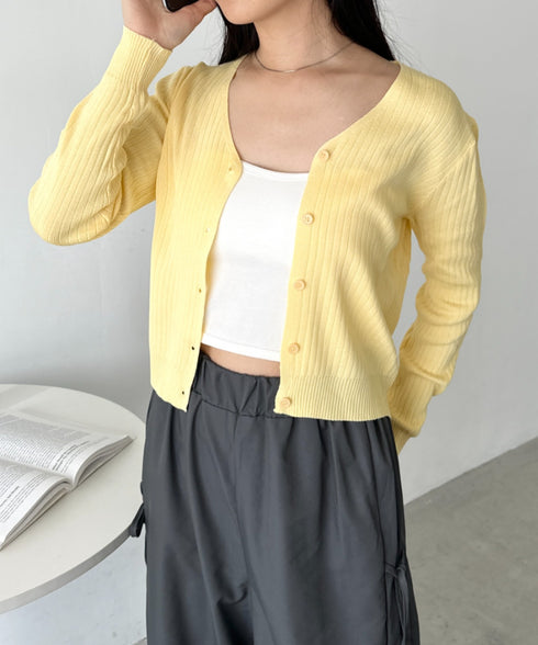 Vネックコンパクトカーディガン | CL2253005 | イエロー