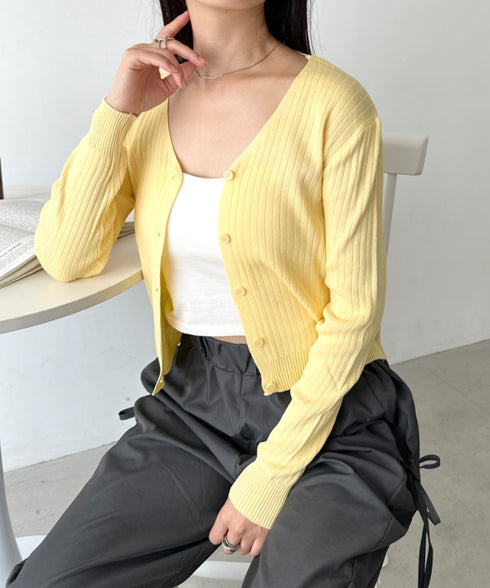 Vネックコンパクトカーディガン | CL2253005 | イエロー
