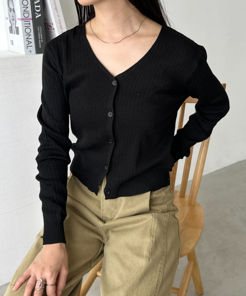Vネックコンパクトカーディガン | CL2253005 | ブラック