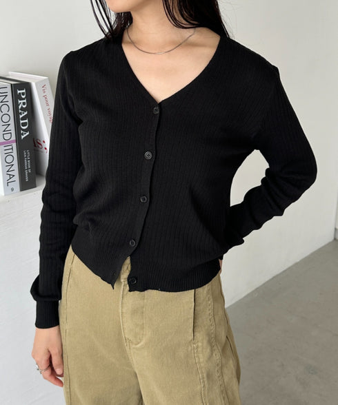 Vネックコンパクトカーディガン | CL2253005 | ブラック