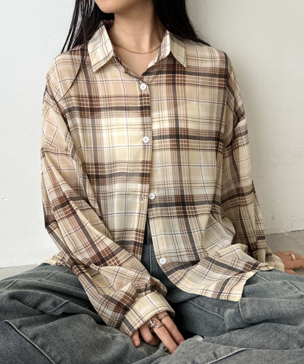 シアーチェックシャツ | CL2253006 | ベージュ