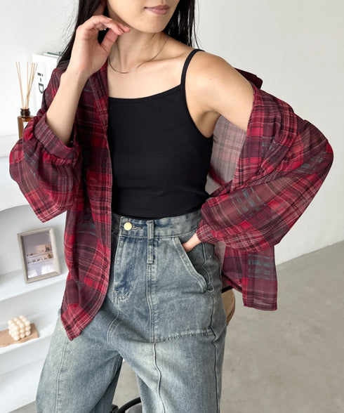 シアーチェックシャツ | CL2253006 | レッド