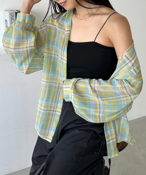 シアーチェックシャツ | CL2253006 | イエロー