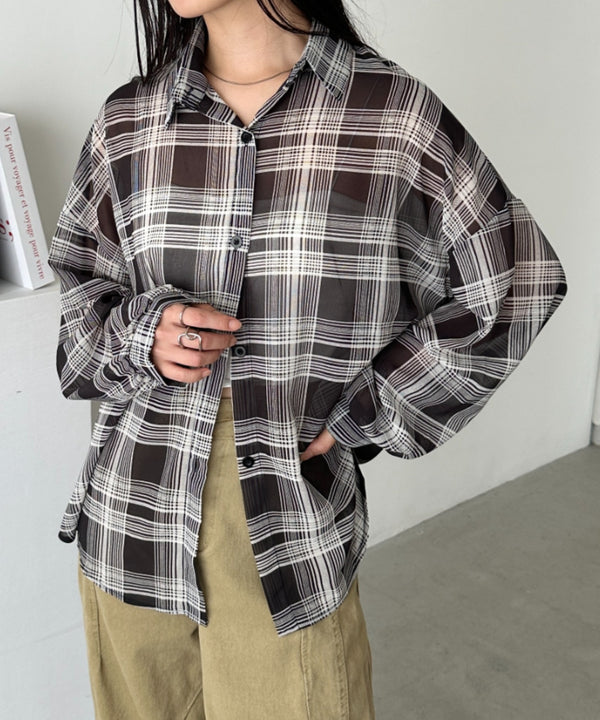 シアーチェックシャツ | CL2253006 | ブラック