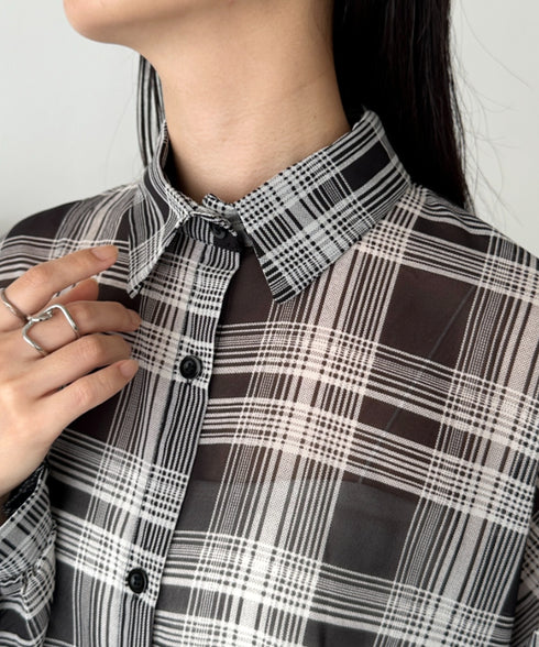 シアーチェックシャツ | CL2253006 | ブラック