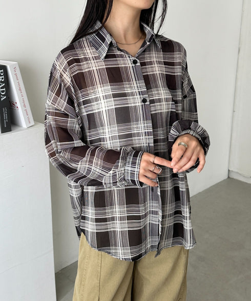 シアーチェックシャツ | CL2253006 | ブラック