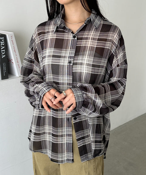 シアーチェックシャツ | CL2253006 | ブラック