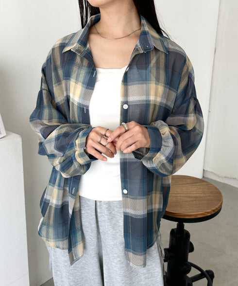 シアーチェックシャツ | CL2253006 | ブルー