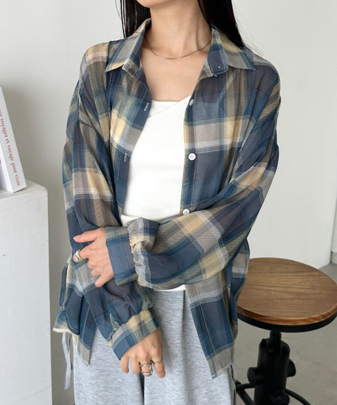 シアーチェックシャツ | CL2253006 | ブルー