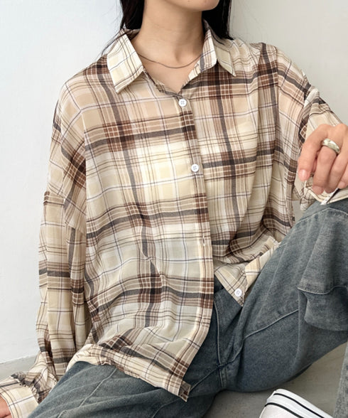 シアーチェックシャツ | CL2253006 | ベージュ