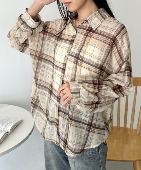 シアーチェックシャツ | CL2253006 | ベージュ