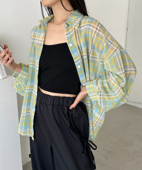 シアーチェックシャツ | CL2253006 | イエロー