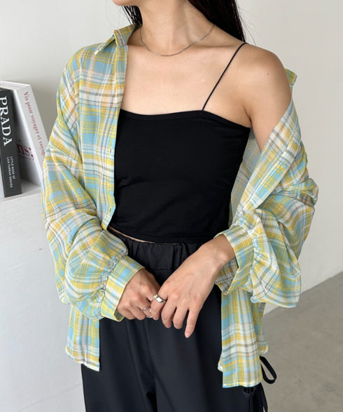 シアーチェックシャツ | CL2253006 | イエロー