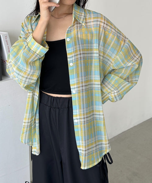 シアーチェックシャツ | CL2253006 | イエロー