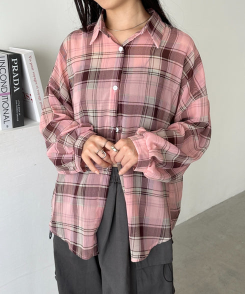 シアーチェックシャツ | CL2253006 | ピンク