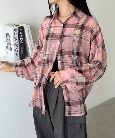 シアーチェックシャツ | CL2253006 | ピンク