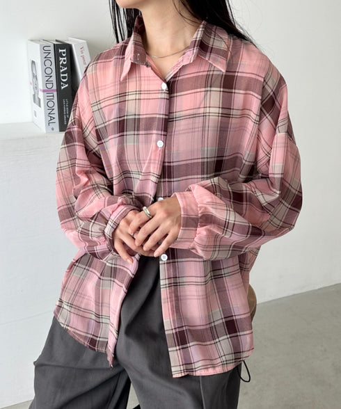 シアーチェックシャツ | CL2253006 | ピンク