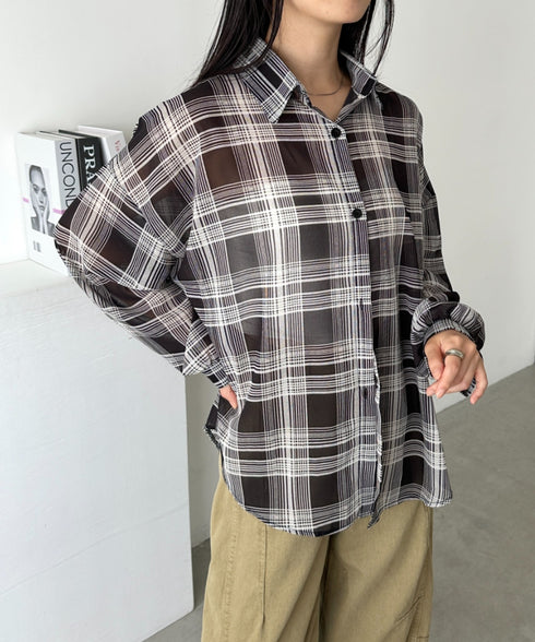 シアーチェックシャツ | CL2253006 | ブラック