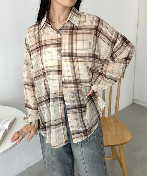 シアーチェックシャツ | CL2253006 | ベージュ