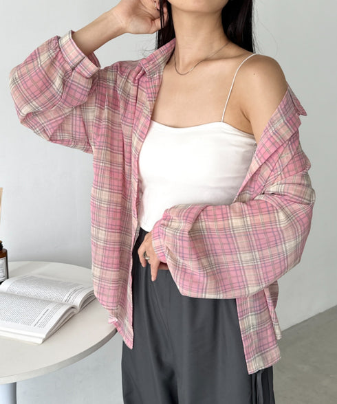 シアーチェックシャツ | CL2253006 | ピンク系その他