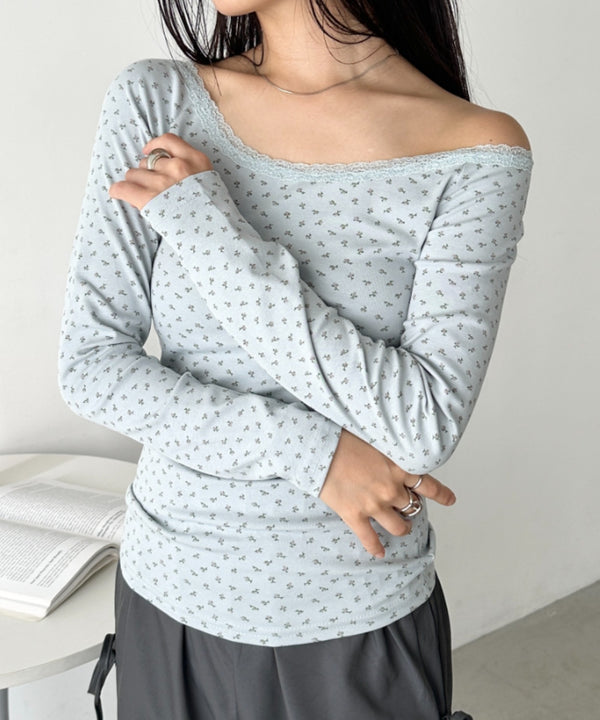 レースデザインオフショルアソートトップス | CL2253008 | ライトブルー