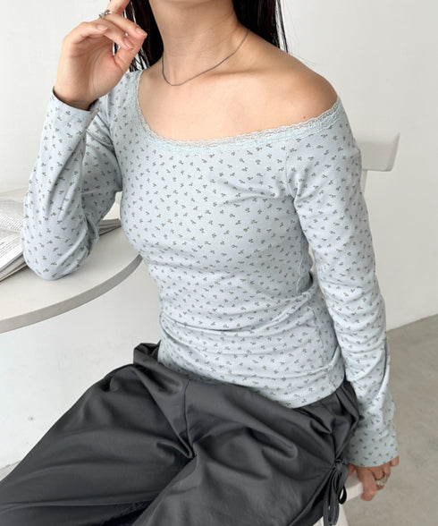 レースデザインオフショルアソートトップス | CL2253008 | ライトブルー