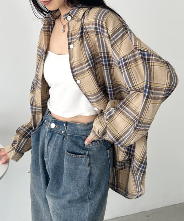 ルーズシルエットチェックネルシャツ | CL2253009 | ベージュ