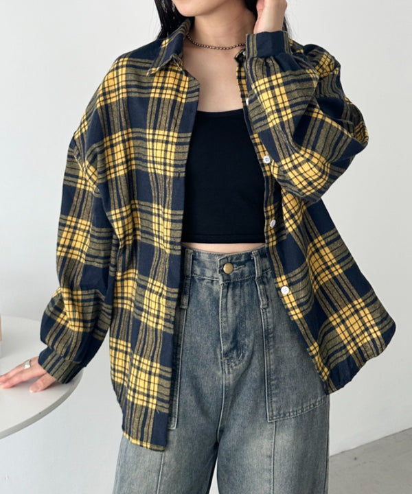 ルーズシルエットチェックネルシャツ | CL2253009 | イエロー系その他