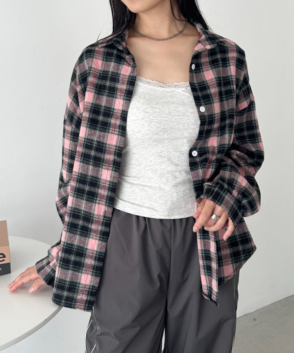 ルーズシルエットチェックネルシャツ | CL2253009 | ピンク系その他