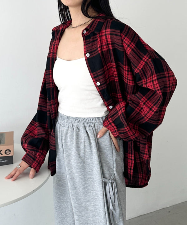 ルーズシルエットチェックネルシャツ | CL2253009 | レッド