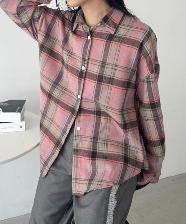ルーズシルエットチェックネルシャツ | CL2253009 | ピンク