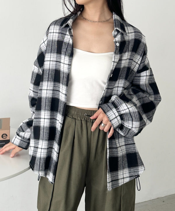 ルーズシルエットチェックネルシャツ | CL2253009 | ブラック