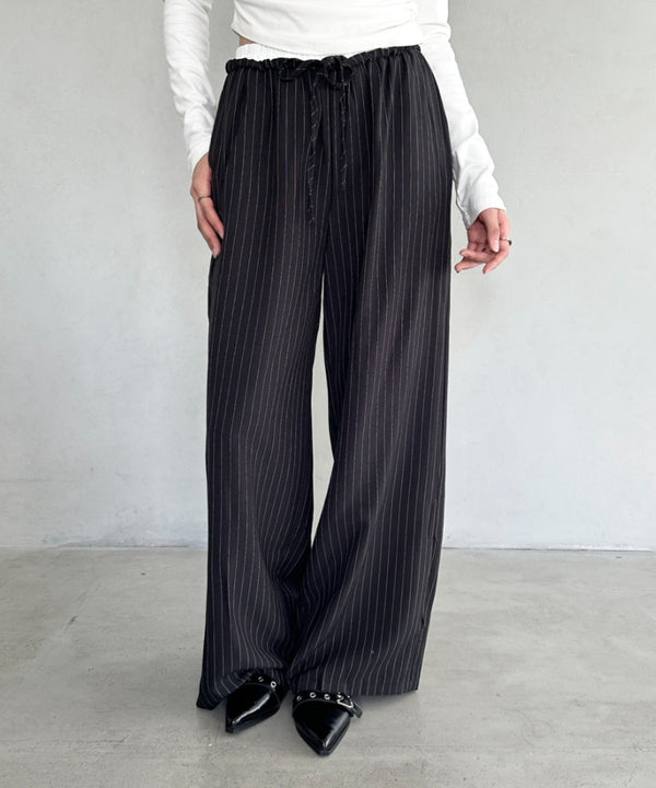 ダブルウエストピンストライプワイドパンツ | BA2253002 | ブラック