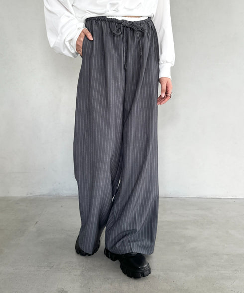 ダブルウエストピンストライプワイドパンツ | BA2253002 | グレー