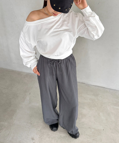 ダブルウエストピンストライプワイドパンツ | BA2253002 | グレー