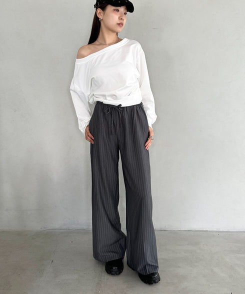 ダブルウエストピンストライプワイドパンツ | BA2253002 | グレー