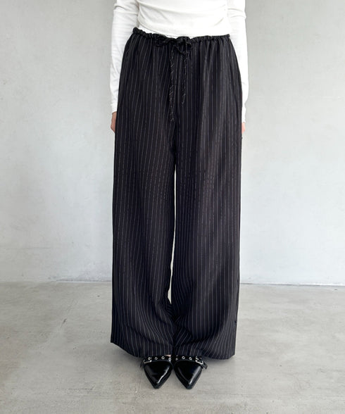 ダブルウエストピンストライプワイドパンツ | BA2253002 | ブラック