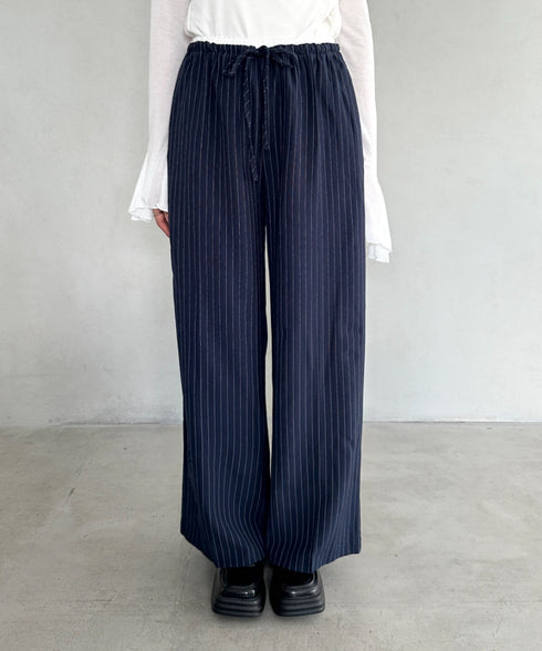 ダブルウエストピンストライプワイドパンツ | BA2253002 | ネイビー